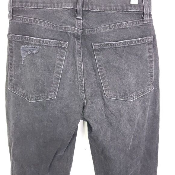 Gap Jeans Women 24 00 Cheeky High Rise Straight Ripped KNee Raw Hem Washed Black - Picture 6 of 10